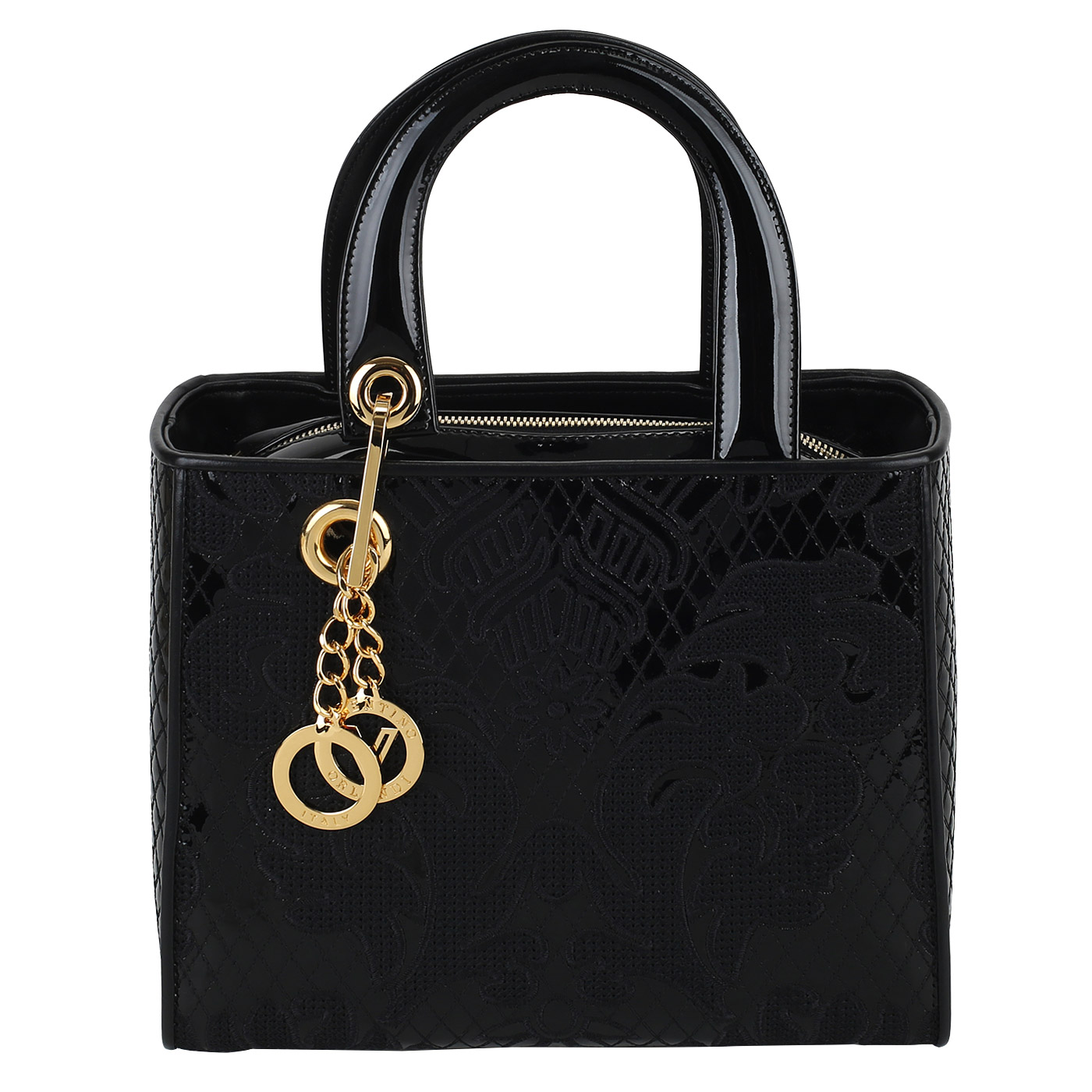 Valentino Orlandi Лакированная сумка с вышивкой