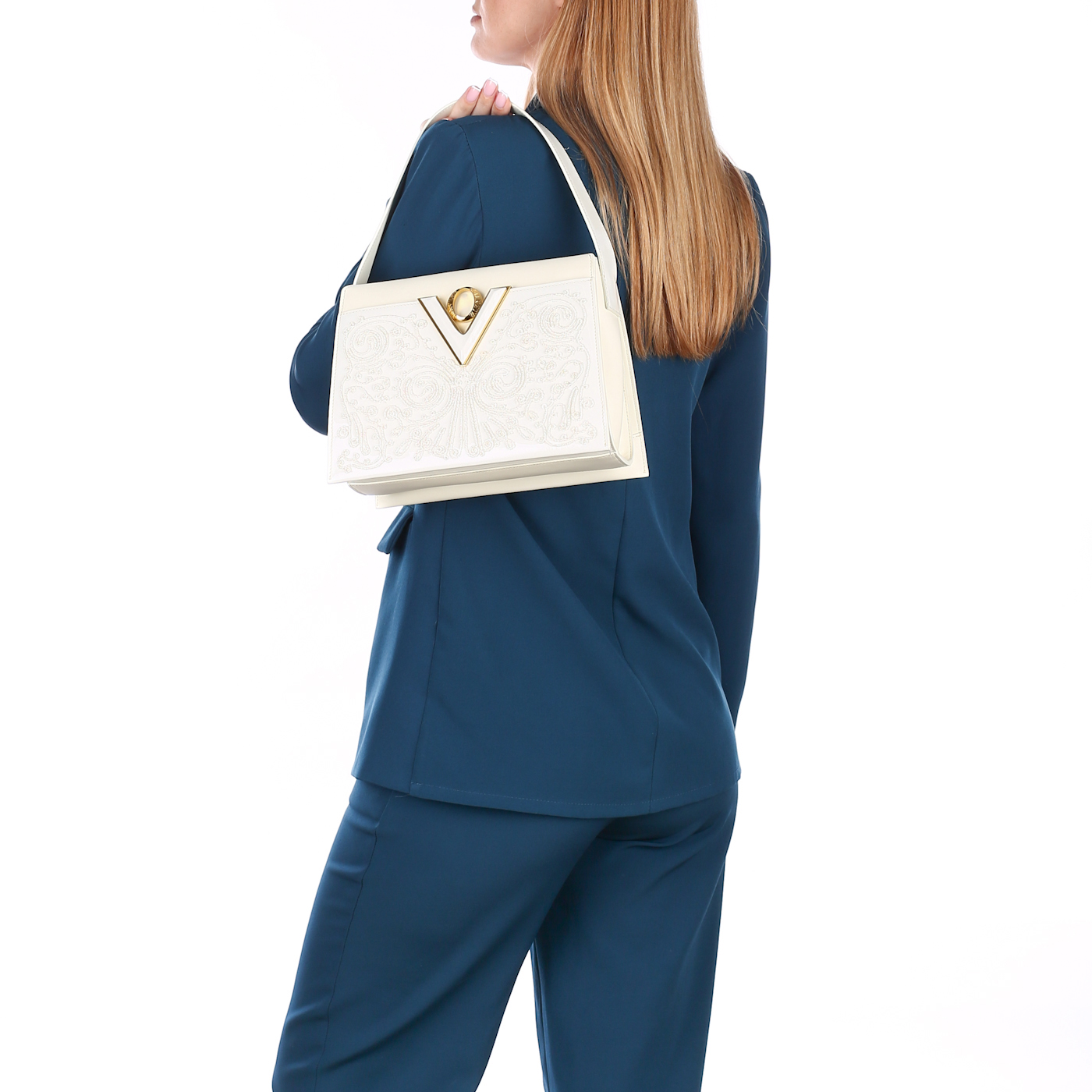 Кожаная сумка с вышивкой Valentino Orlandi Kara